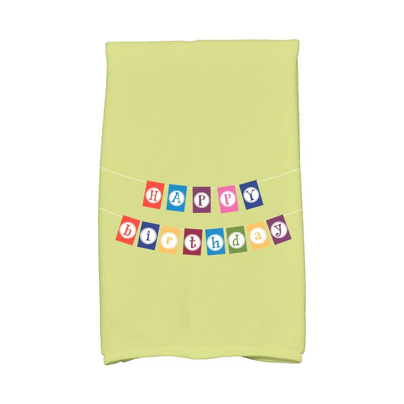 18 x 30-inch, Happy Birthday, Holiday Word Print Kitchen Towel - Green