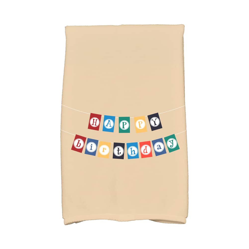 18 x 30-inch, Happy Birthday, Holiday Word Print Kitchen Towel