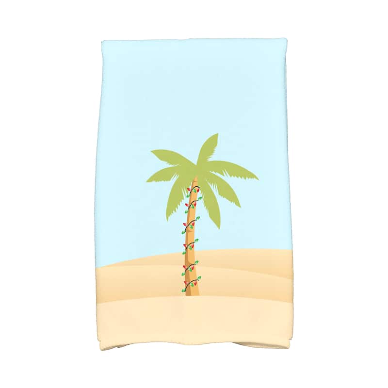 18 x 30-inch, Palm Tree with Christmas Lights, Holiday Geometric Print Kitchen Towel - Light Blue