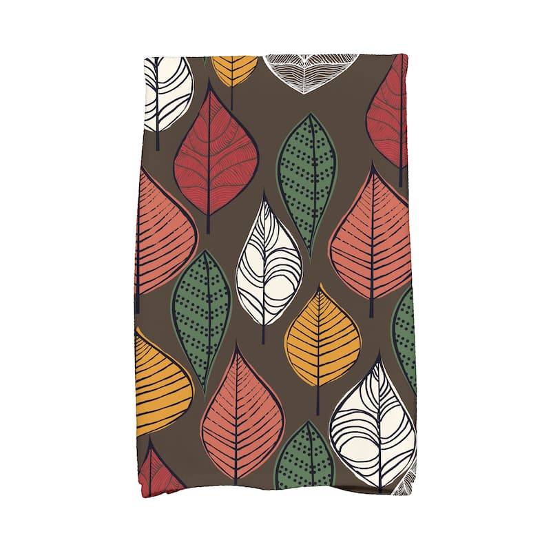 18 x 30-inch, Autumn Leaves, Floral Print Kitchen Towel - Brown