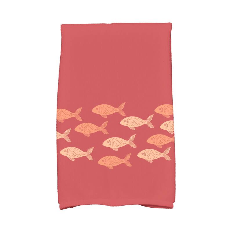 18 x 30-inch, Fish Line, Animal Print Kitchen Towel - Orange