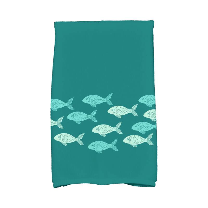 18 x 30-inch, Fish Line, Animal Print Kitchen Towel - Green