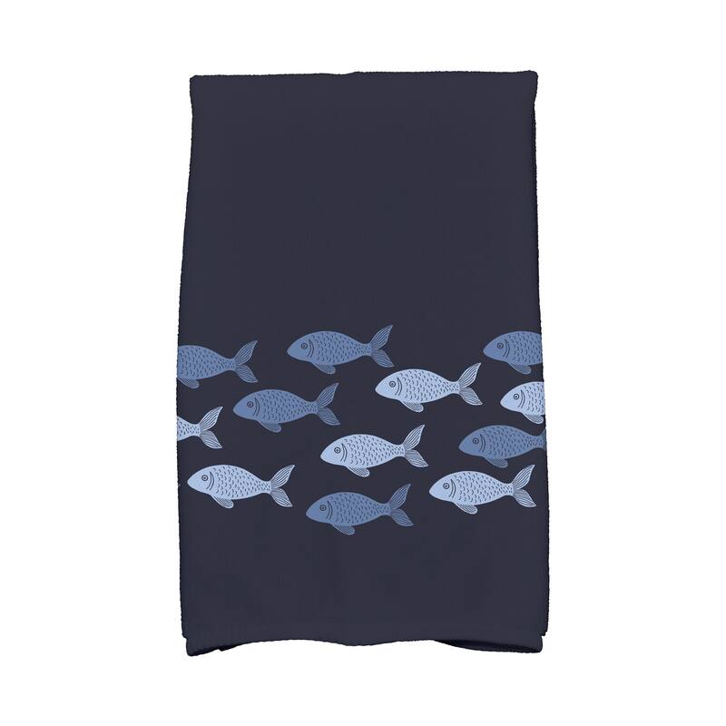 18 x 30-inch, Fish Line, Animal Print Kitchen Towel - Navy