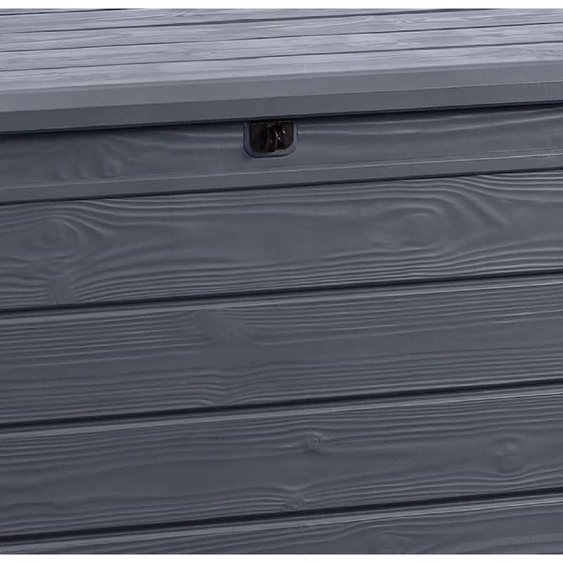 Keter Brightwood 120 Gallon Large Durable Resin Outdoor Storage Deck Box For Furniture and Supplies, Grey