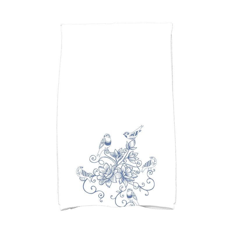 18 x 30-inch, Five Little Birds, Floral Print Kitchen Towel