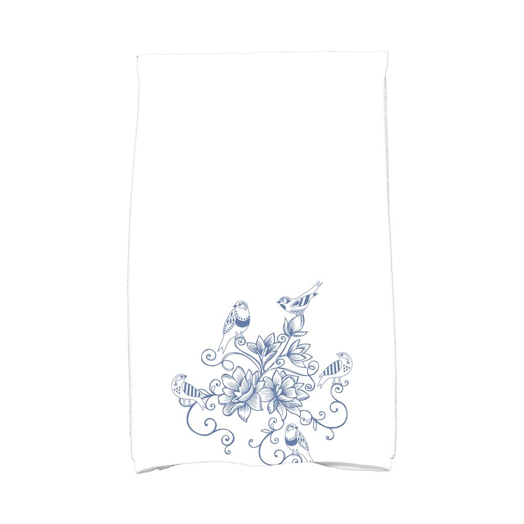 18 x 30-inch, Five Little Birds, Floral Print Kitchen Towel