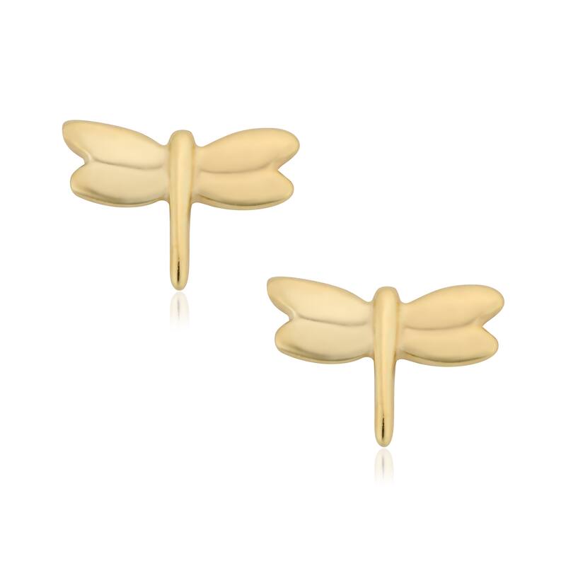 Fremada Italian 14k Yellow Gold High Polish Dragonfly Stud Earrings