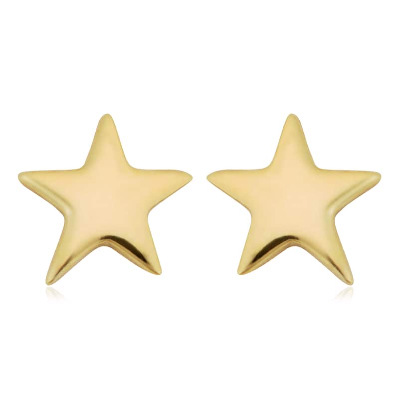 Fremada Italian 14k Yellow Gold High Polish Small Star Stud Earrings