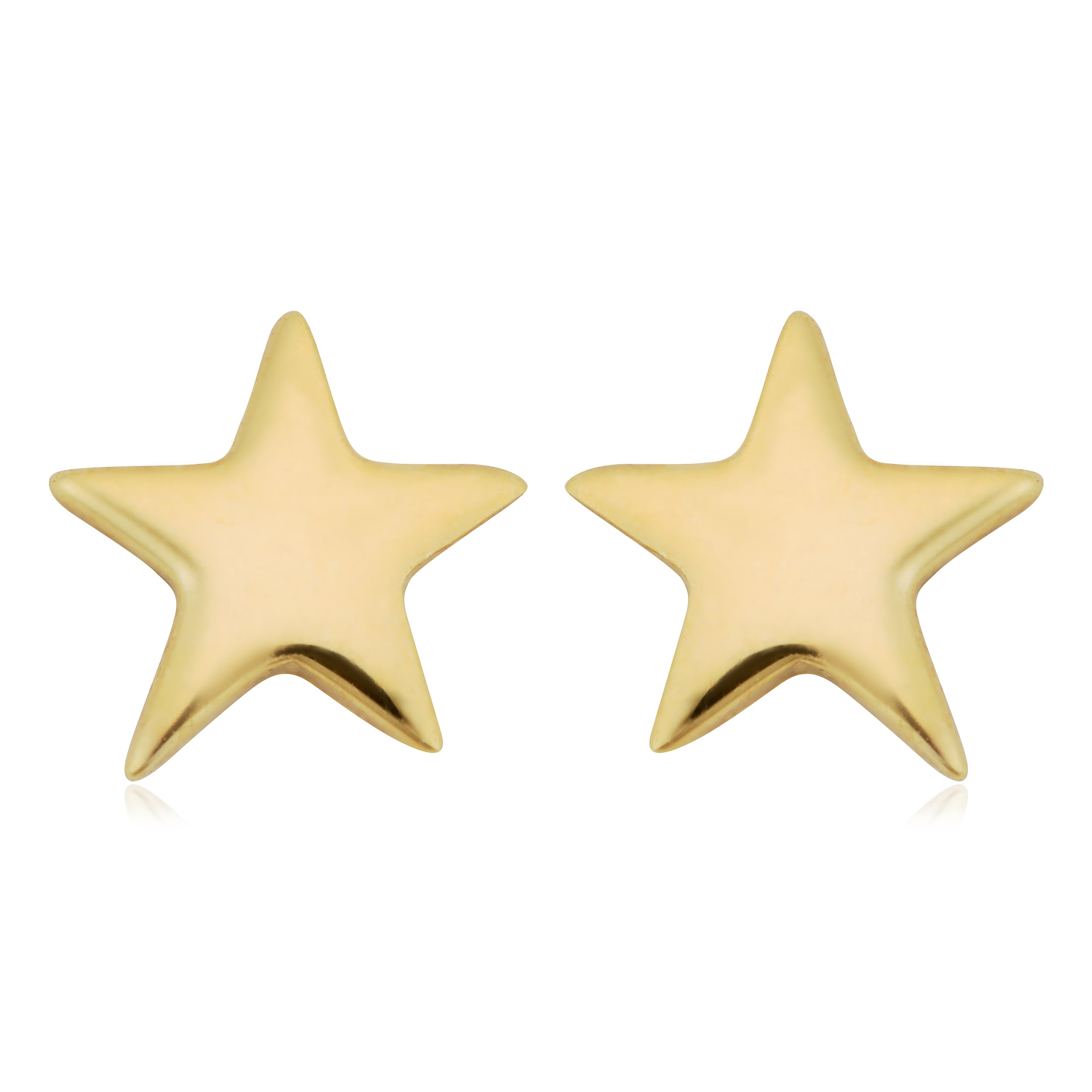 Au Naturale Italian 14k Yellow Gold High Polish Small Star Stud Earrings