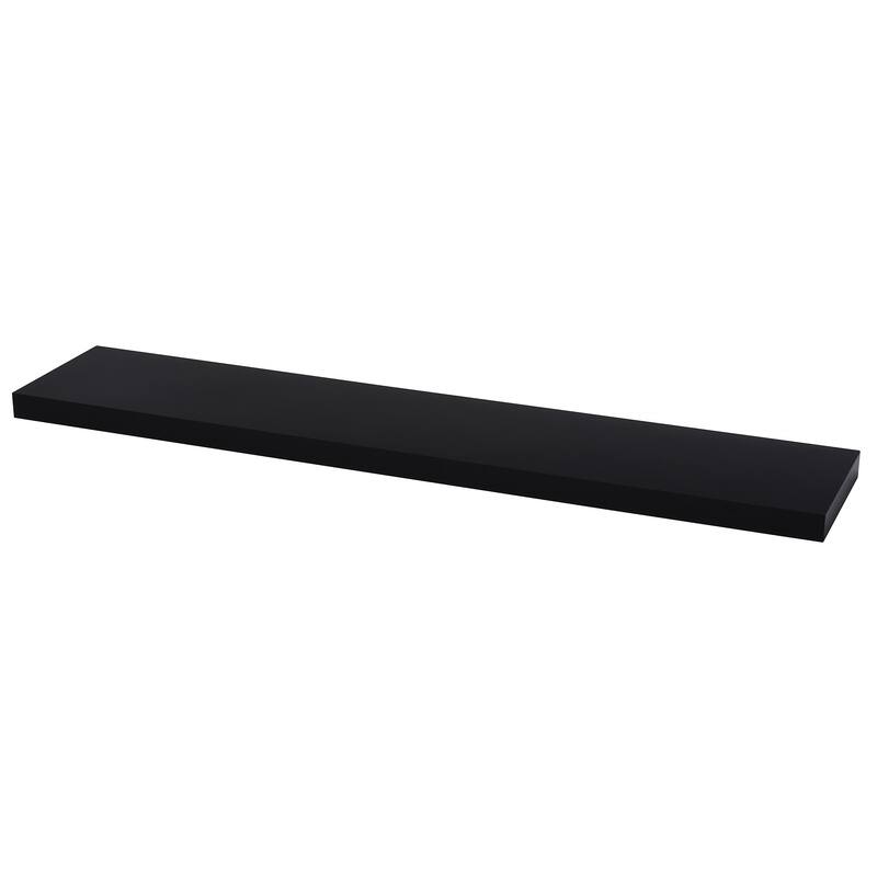 Black High Gloss Wood 9.25-inches x 46.5-inches x 1.5-inches Shelf