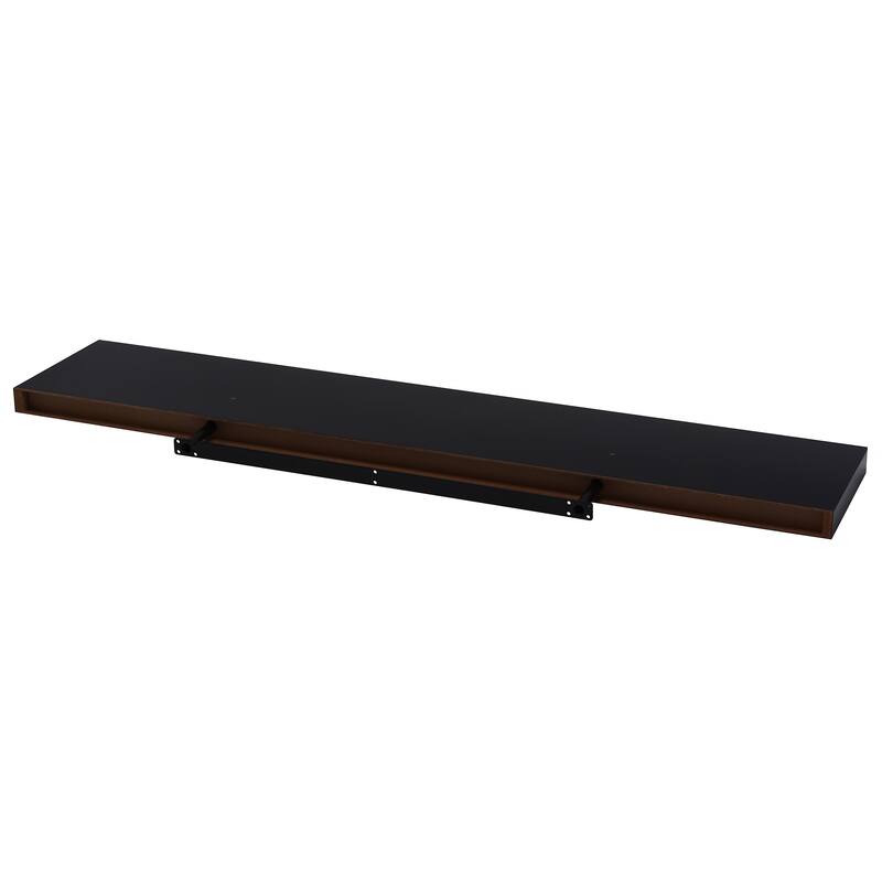 Black High Gloss Wood 9.25-inches x 46.5-inches x 1.5-inches Shelf