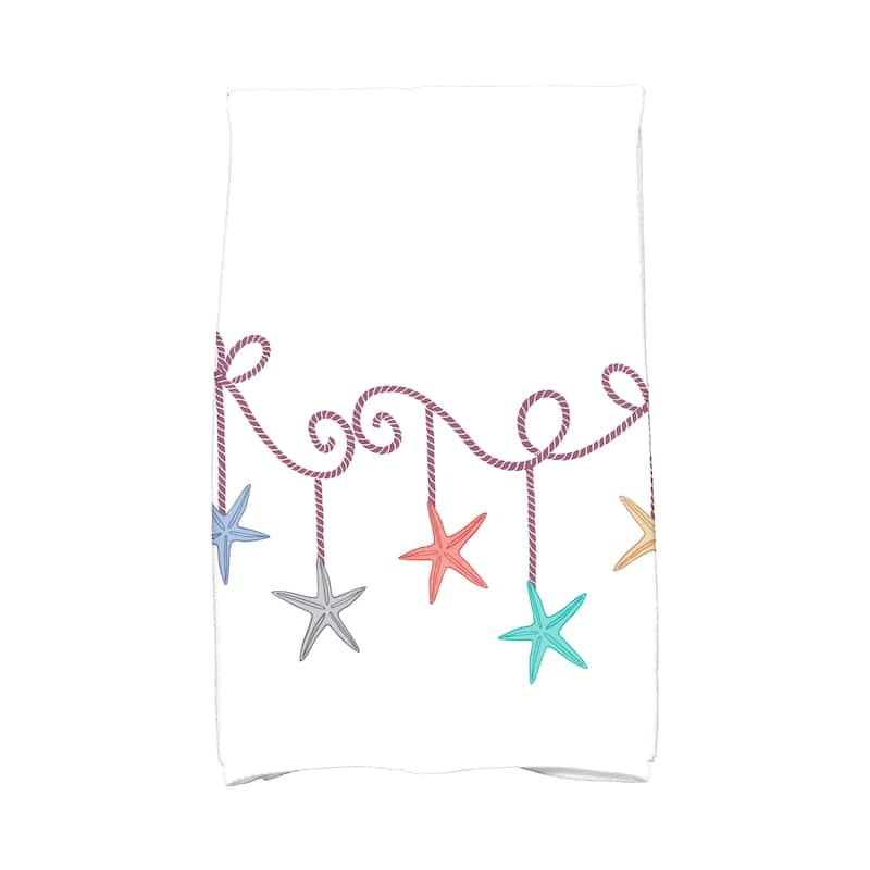 18 x 30-inch, Starfish Ornaments, Holiday Geometric Print Kitchen Towel - Purple