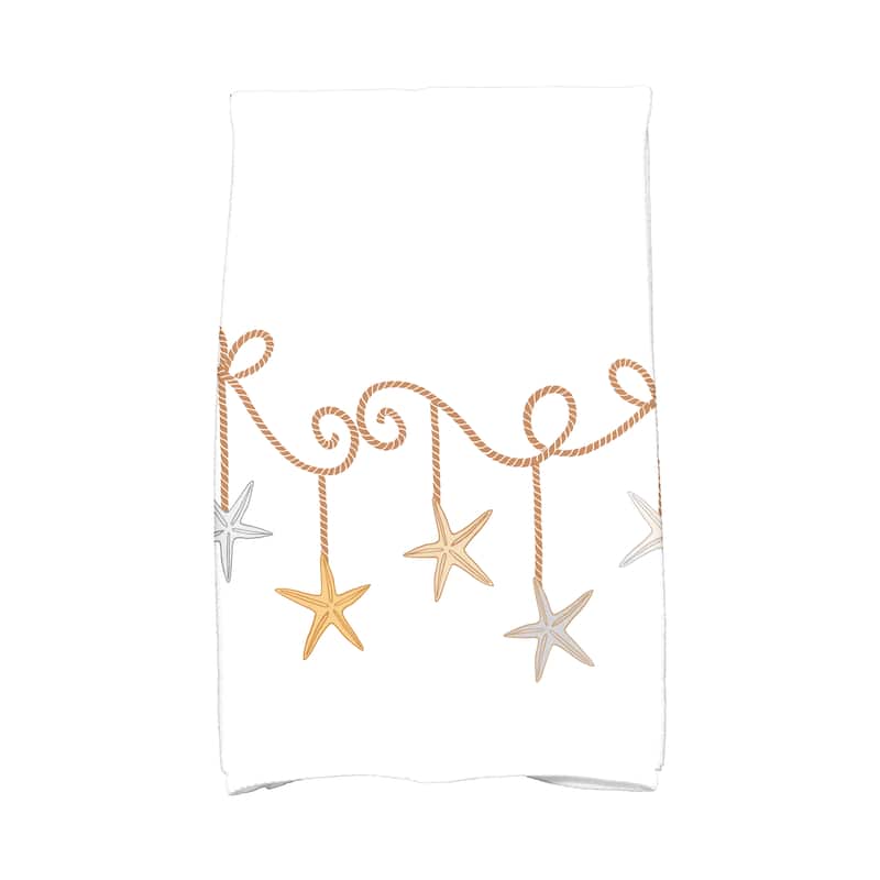 18 x 30-inch, Starfish Ornaments, Holiday Geometric Print Kitchen Towel - Yellow