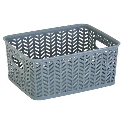 Simplify Grey Small Herringbone Storage Tote - 10"x8"x4"