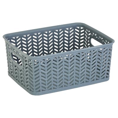 Simplify Grey Small Herringbone Storage Tote - 10"x8"x4"