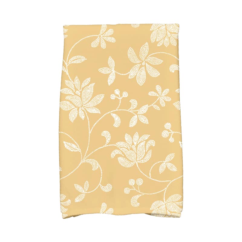 18 x 30-inch, Traditional Floral, Floral Print Kitchen Towel - Yellow
