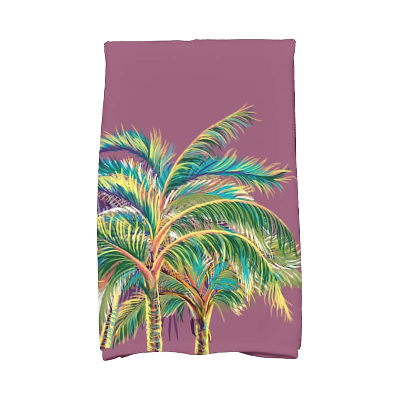 18 x 30-inch, Vacation, Floral Print Kitchen Towel - Purple