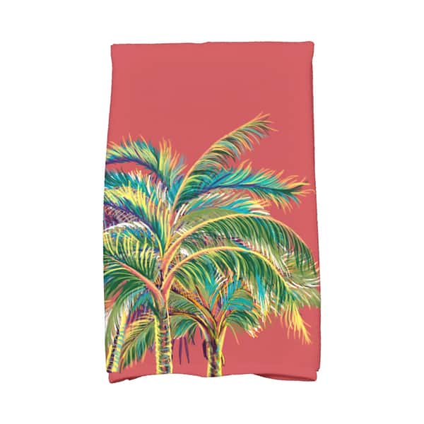 slide 2 of 3, 18 x 30-inch, Vacation, Floral Print Kitchen Towel Red