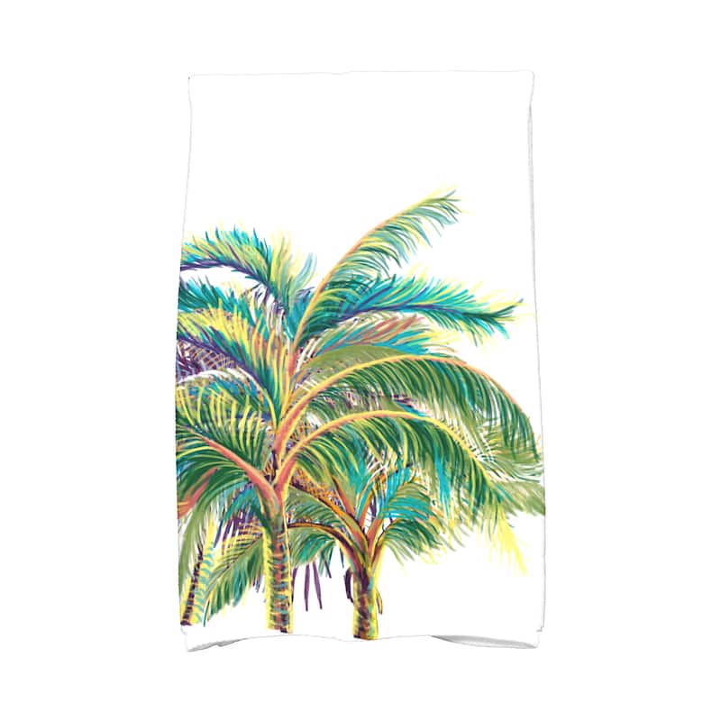 18 x 30-inch, Vacation, Floral Print Kitchen Towel - White