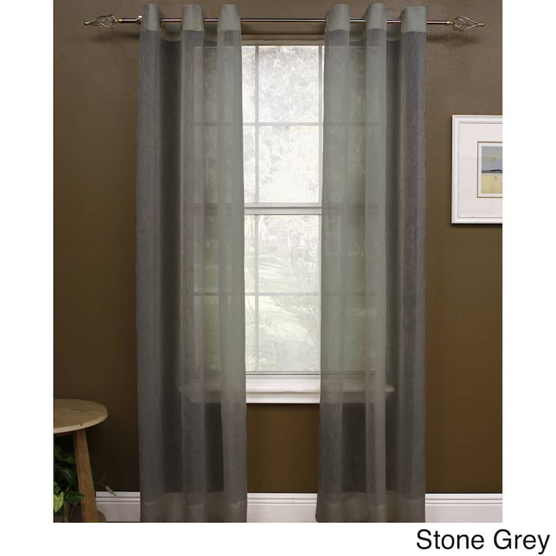 Miller Curtains 95-inch Preston Grommet Sheer Panel - 48 x 95 - 48 x 95 - Stone Grey