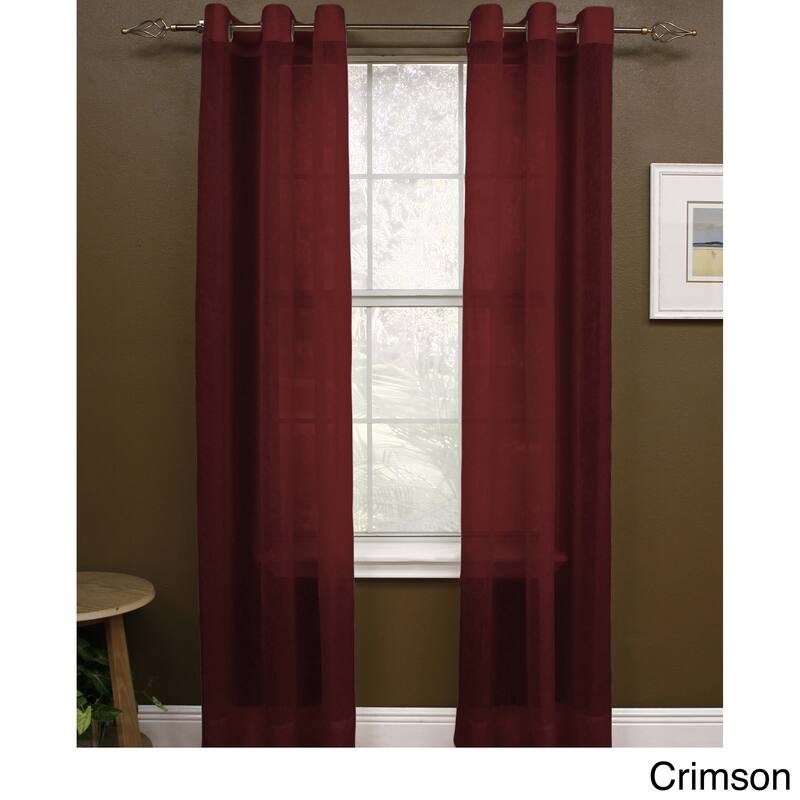 Miller Curtains Preston 84-inch Grommet-top Sheer Panel - 48 x 84 - Crimson