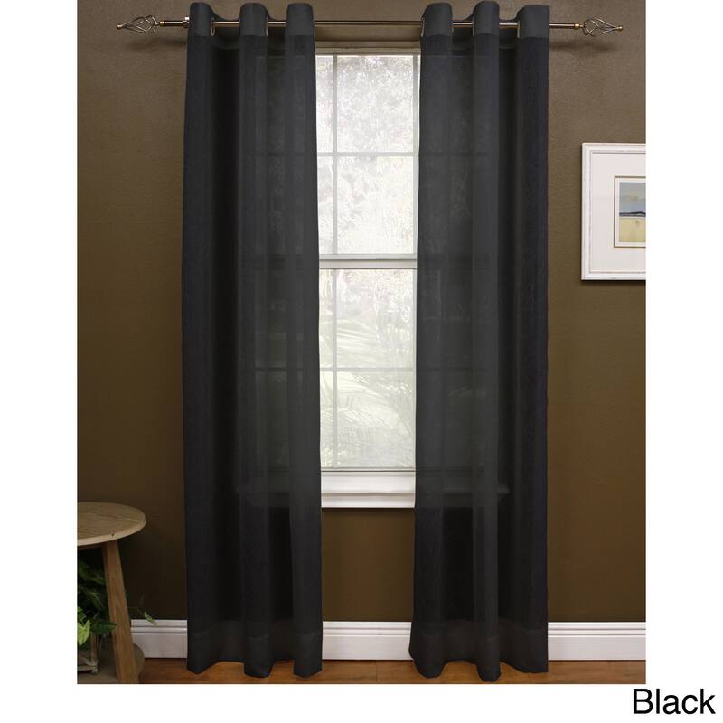 Miller Curtains Preston 84-inch Grommet-top Sheer Panel - 48 x 84 - Black