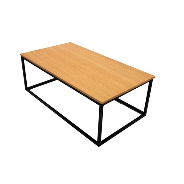 Wooden Top Metal Frame Coffee Table - Overstock - 12314618