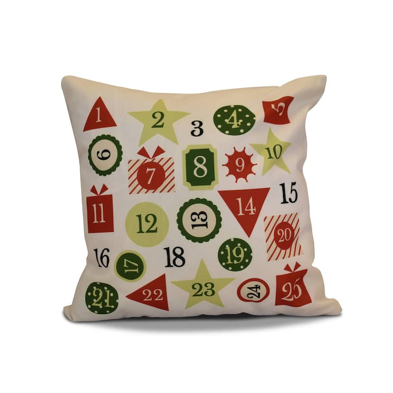 16 x 16-inch, Advent Calendar, Geometric Holiday Print Pillow