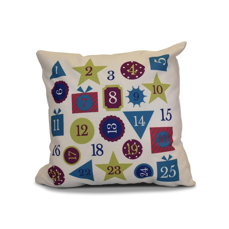 16 x 16-inch, Advent Calendar, Geometric Holiday Print Pillow