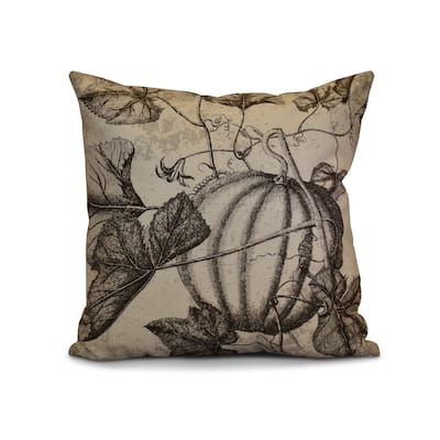 16 x 16-inch, Antique Pumpkin, Floral Print Outdoor Pillow