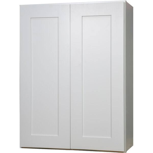 Everyday Cabinets 24-inch White Shaker Double Door Wall Kitchen Cabinet ...