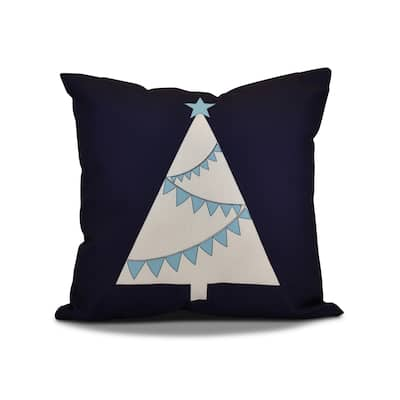 16 x 16-inch, Garland Tree, Geometric Holiday Print Outdoor Pillow