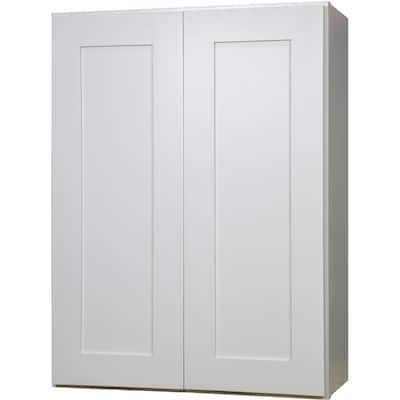 Everyday Cabinets 33-inch White Shaker Double Door Wall Kitchen Cabinet