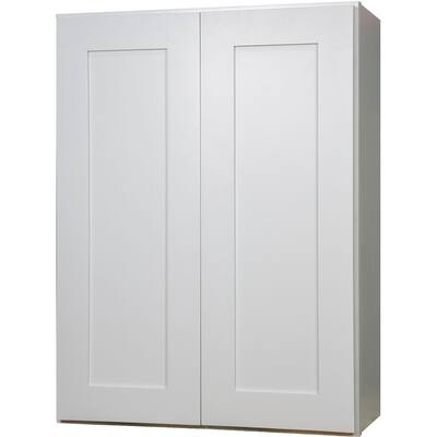 Everyday Cabinets 33-inch White Shaker Double Door Wall Kitchen Cabinet