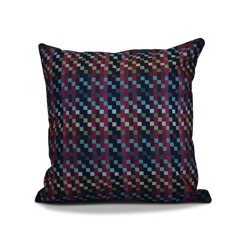 16 x 16-inch, Mad for Plaid, Geometric Print Outdoor Pillow