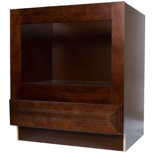 Shop Everyday Cabinets 33-inch Cherry Mahogany Brown Leo Saddle Microwave Base Kitchen Cabinet ...