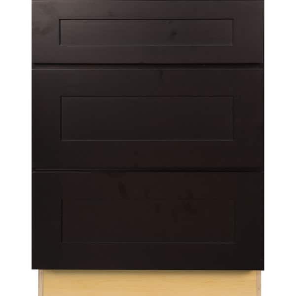 Shop Everyday Cabinets 36 Inch Dark Espresso Shaker 3 Drawer Base