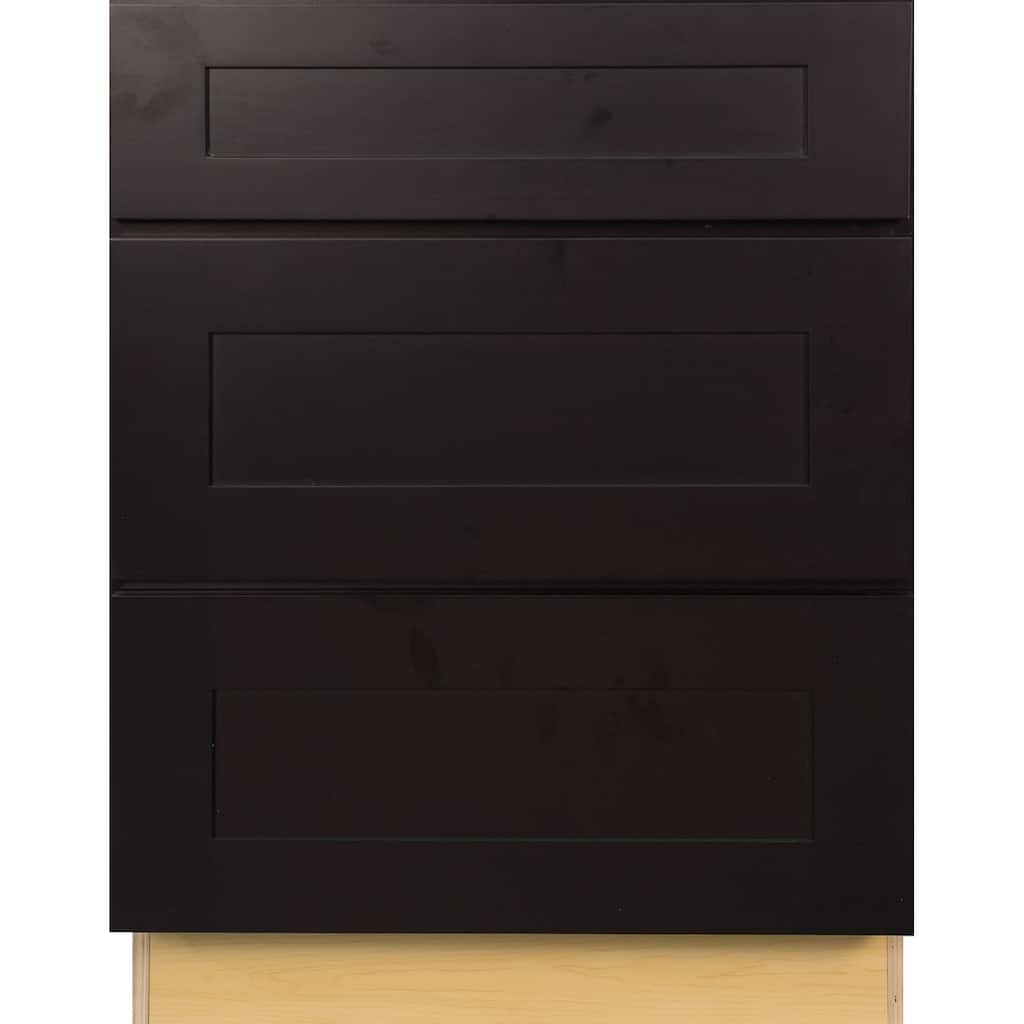 Everyday Cabinets 36-inch Dark Espresso Shaker 3 Drawer Base Kitchen Cabinet