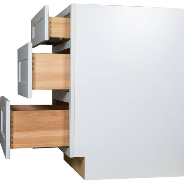 Shop Everyday Cabinets 36 Inch White Shaker 3 Drawer Base Shop Everyday Cabinets 36 Inch White Shaker 3 Drawer Base