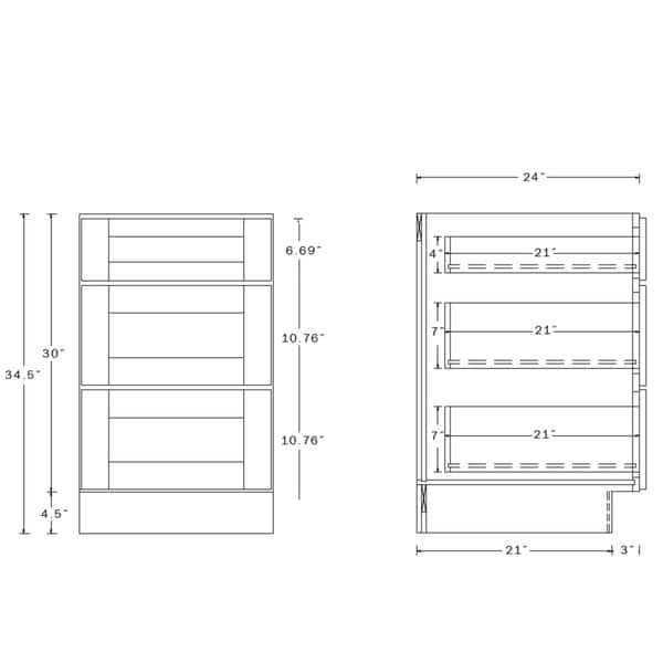 Everyday Cabinets 36 Inch White Shaker 3 Drawer Base Kitchen Cabinet Overstock 12315230