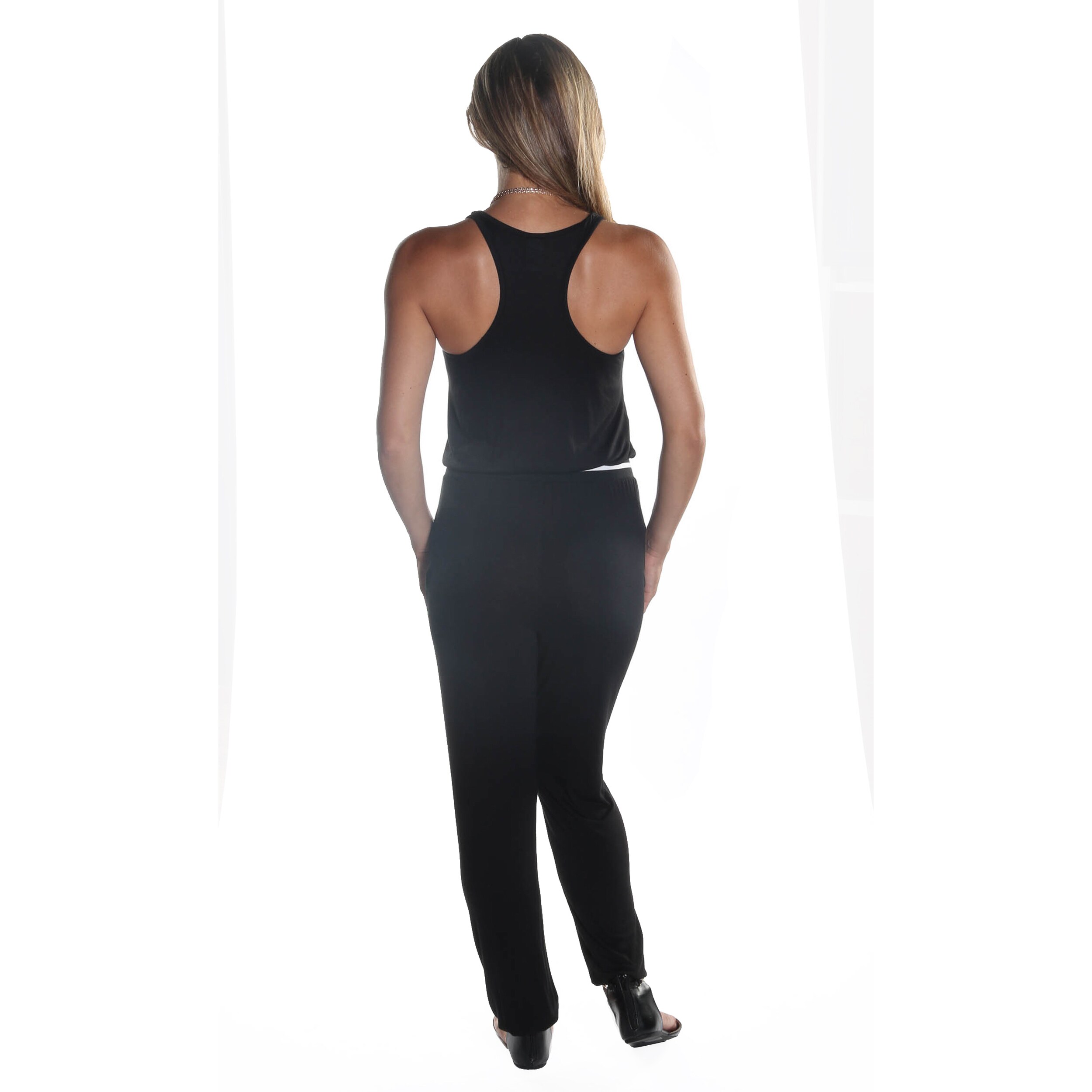 black jumpsuit with elastic ankle