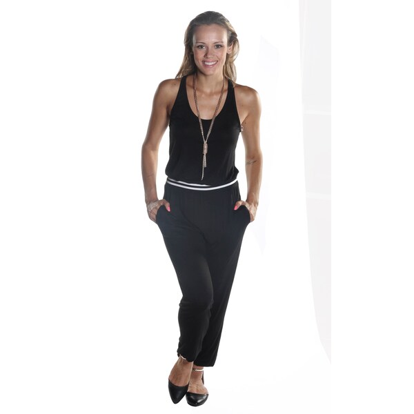 black jumpsuit with elastic ankle