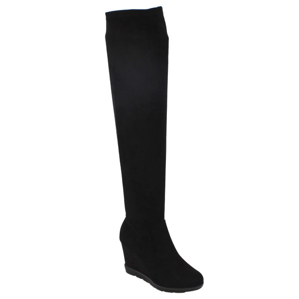 Womens Over The Knee High Platform Wedge Ladies Stretch Long Thigh Leg Boots | eBay
