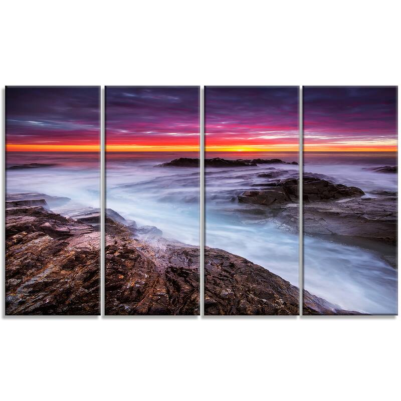 Stormy Seashore with Colorful Sky - Beach Canvas Wall Art - Overstock ...