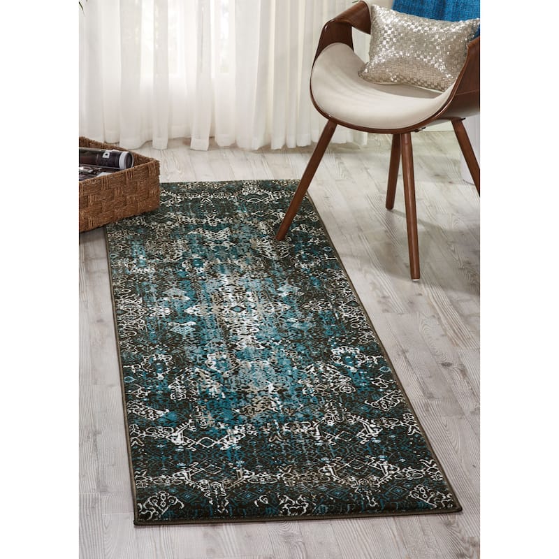 Nourison Karma Vintage Over-Dyed Medallion Area Rug