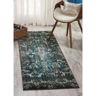 Nourison Karma Vintage Over-Dyed Medallion Area Rug