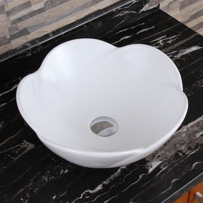 ELIMAX'S Lotus Round Shape White Porcelain Ceramic Bathroom Vessel Sink