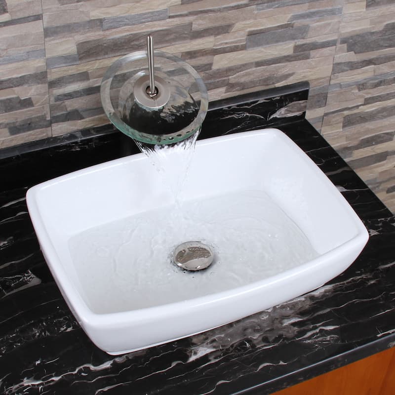 ELIMAX'S Unique Rectangle Shape White Porcelain Ceramic Bathroom Vessel Sink