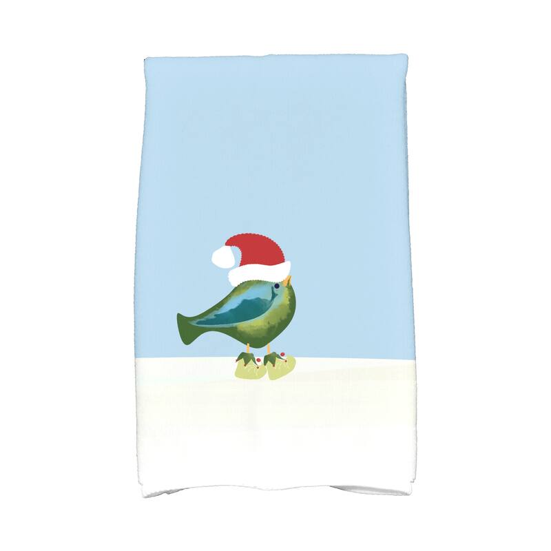 18 x 30-inch, Merry Christmas Bird, Animal Print Hand Towel - Blue