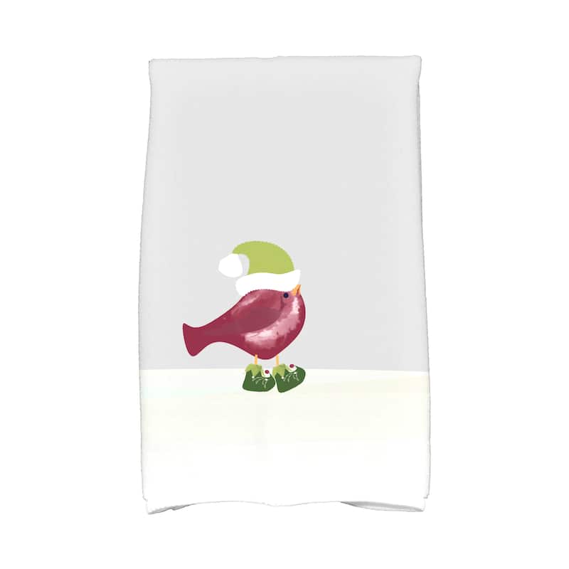 18 x 30-inch, Merry Christmas Bird, Animal Print Hand Towel - Grey